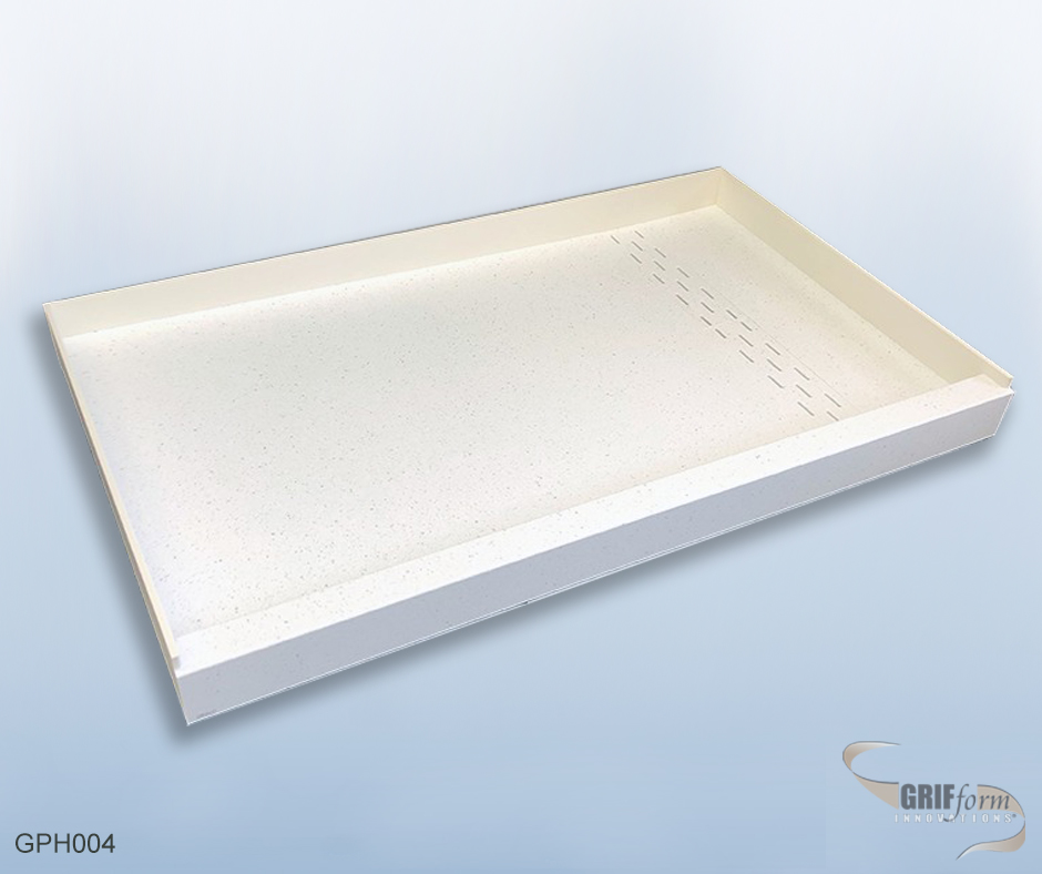 Custom shower pan installation.