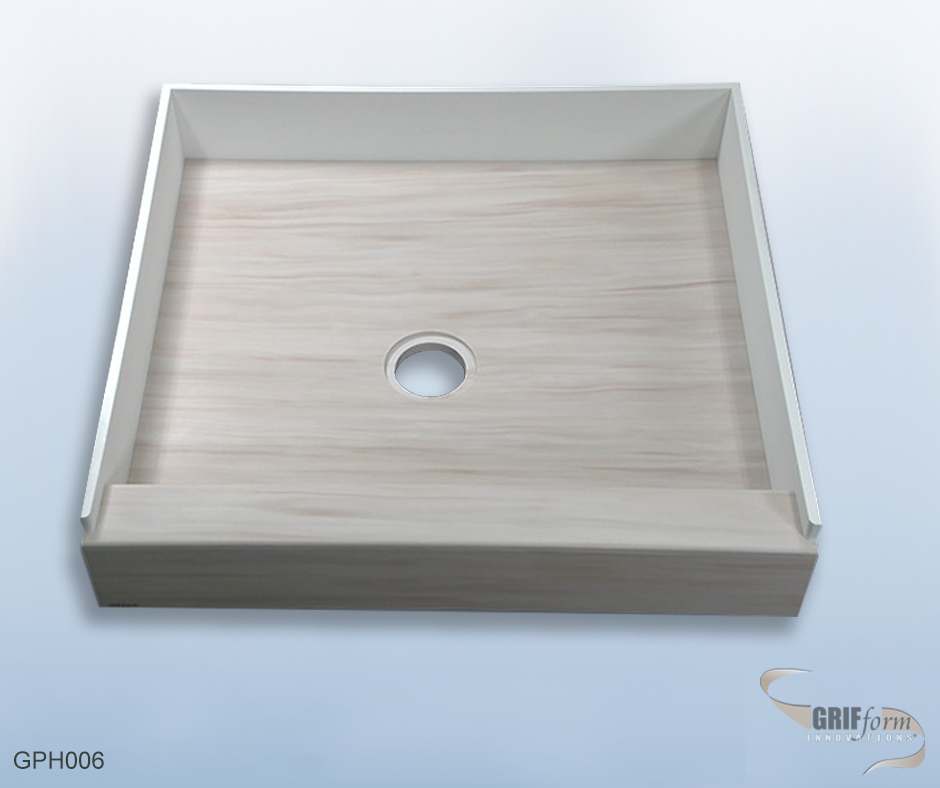 Custom shower pan installation.