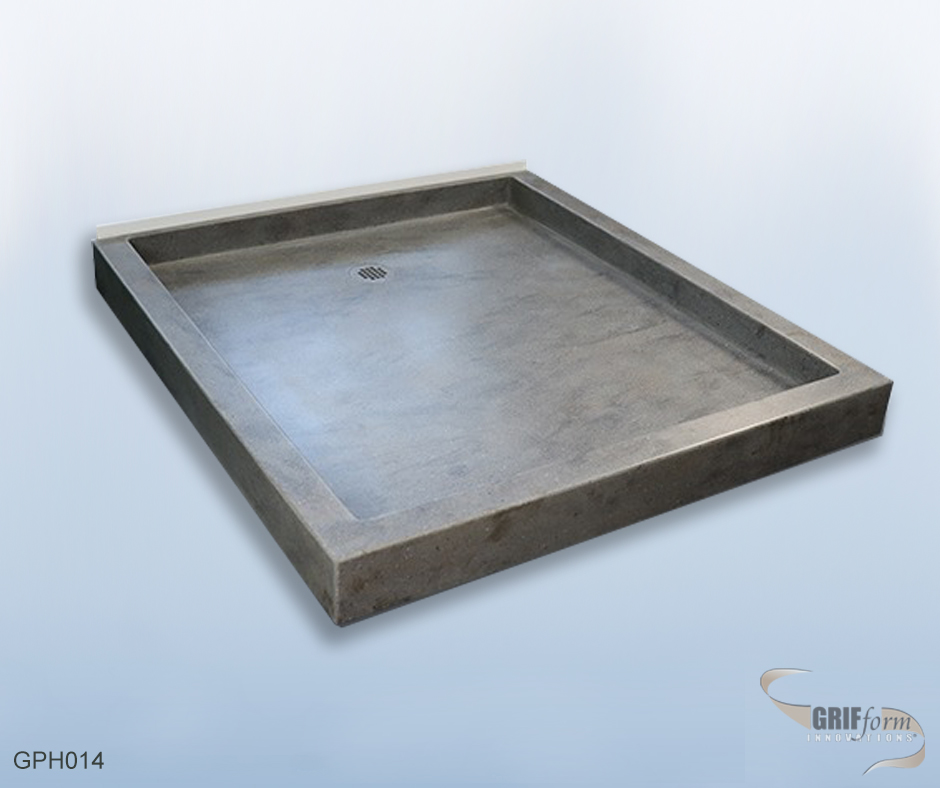 Custom shower pan installation.