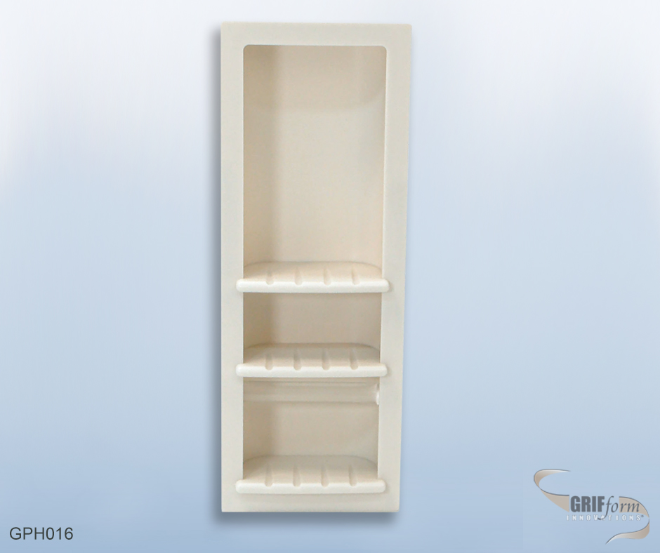 Custom bathroom accessory installation.