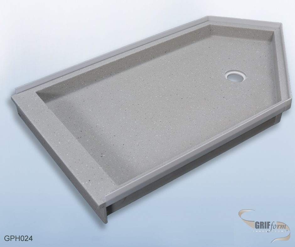 Custom shower pan installation.