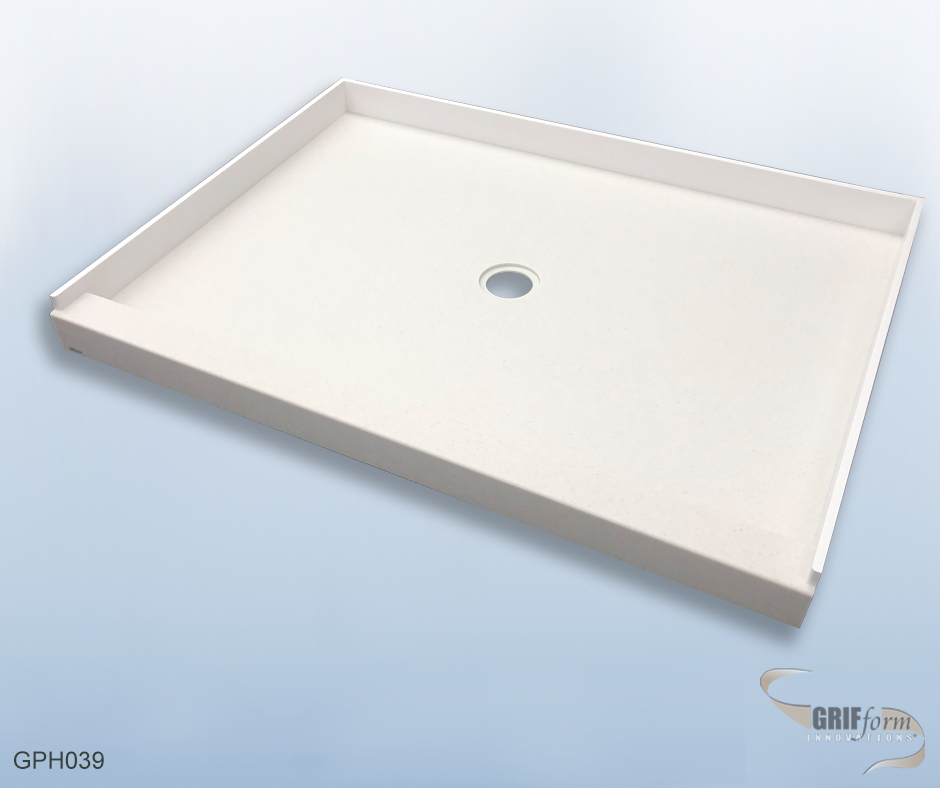 Custom shower pan installation.